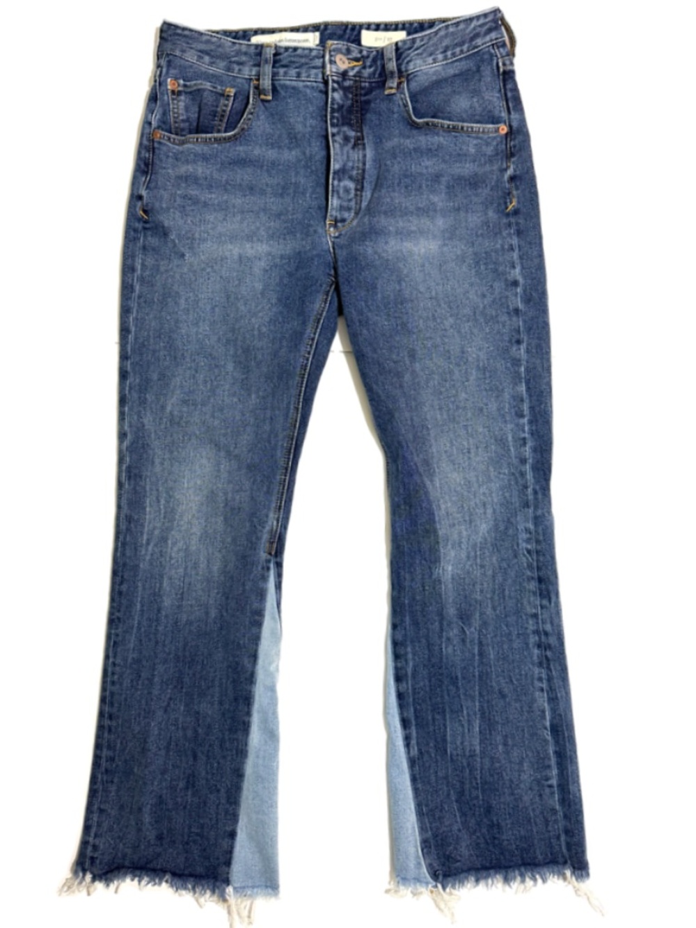 Pilcro Anthropologie Cropped Flare Two-Tone High Rise Jeans Size 27